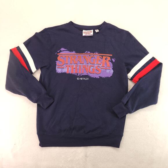 Stranger Things Long Sleeve Crew Neck Sweatshirt Womens Size XS Navy Blue - Picture 2 of 9